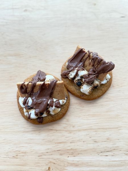 S'mores cookies with chocolate drizzle